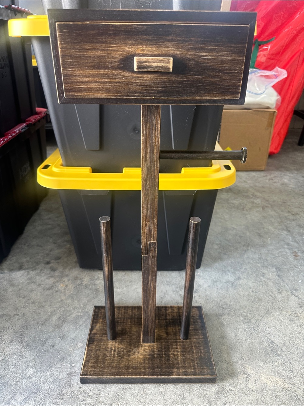 4 in 1 Toilet Paper/Wipes Wood Holder/Stand - Brown